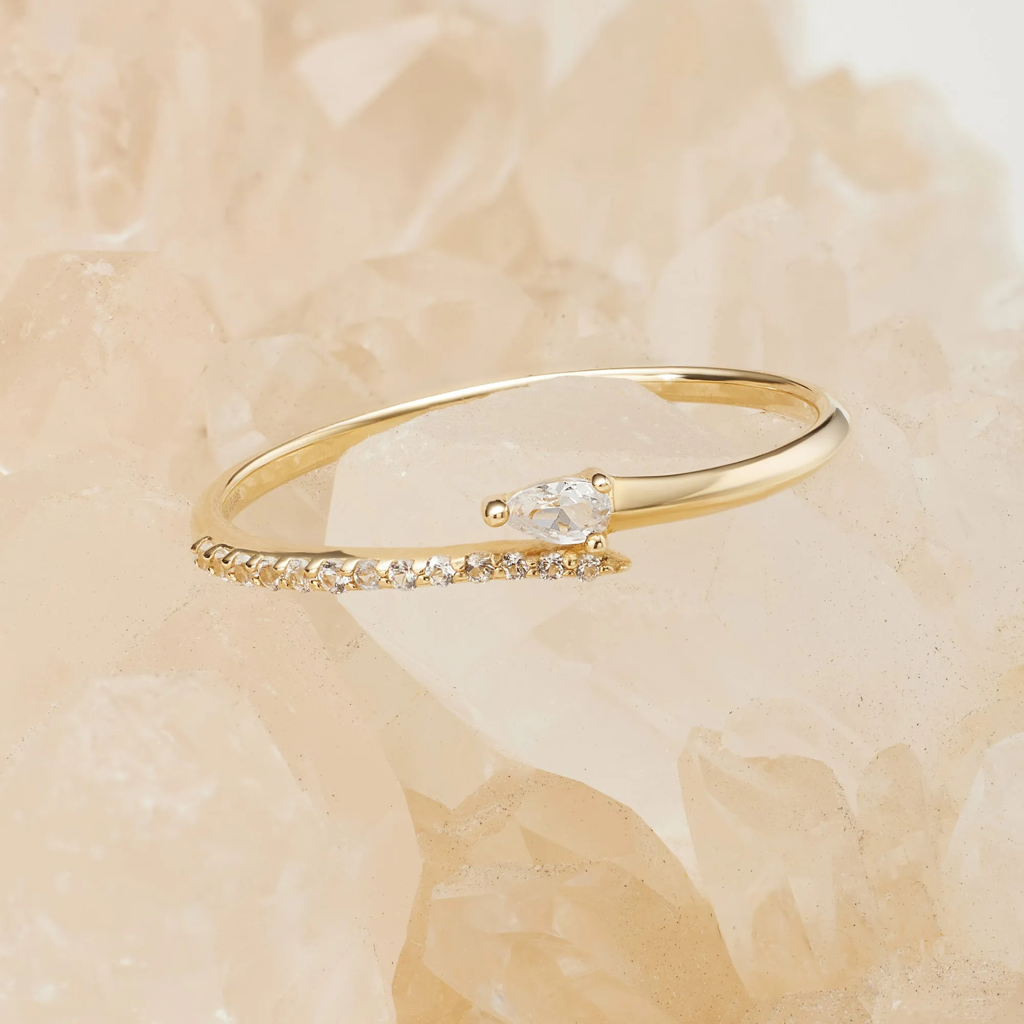 14kt Gold White Sapphire Wrap Ring