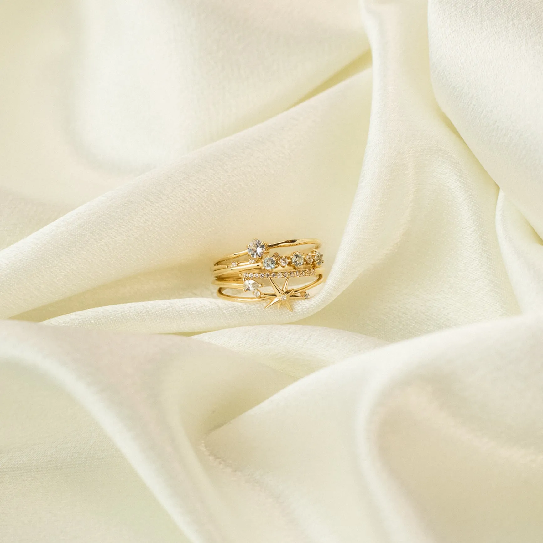 14kt Gold White Sapphire Wrap Ring