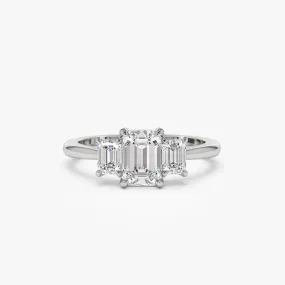 1.50 ctw 14k Emerald Cut Lab-Grown Diamond Three Stone Engagement Ring - Julie