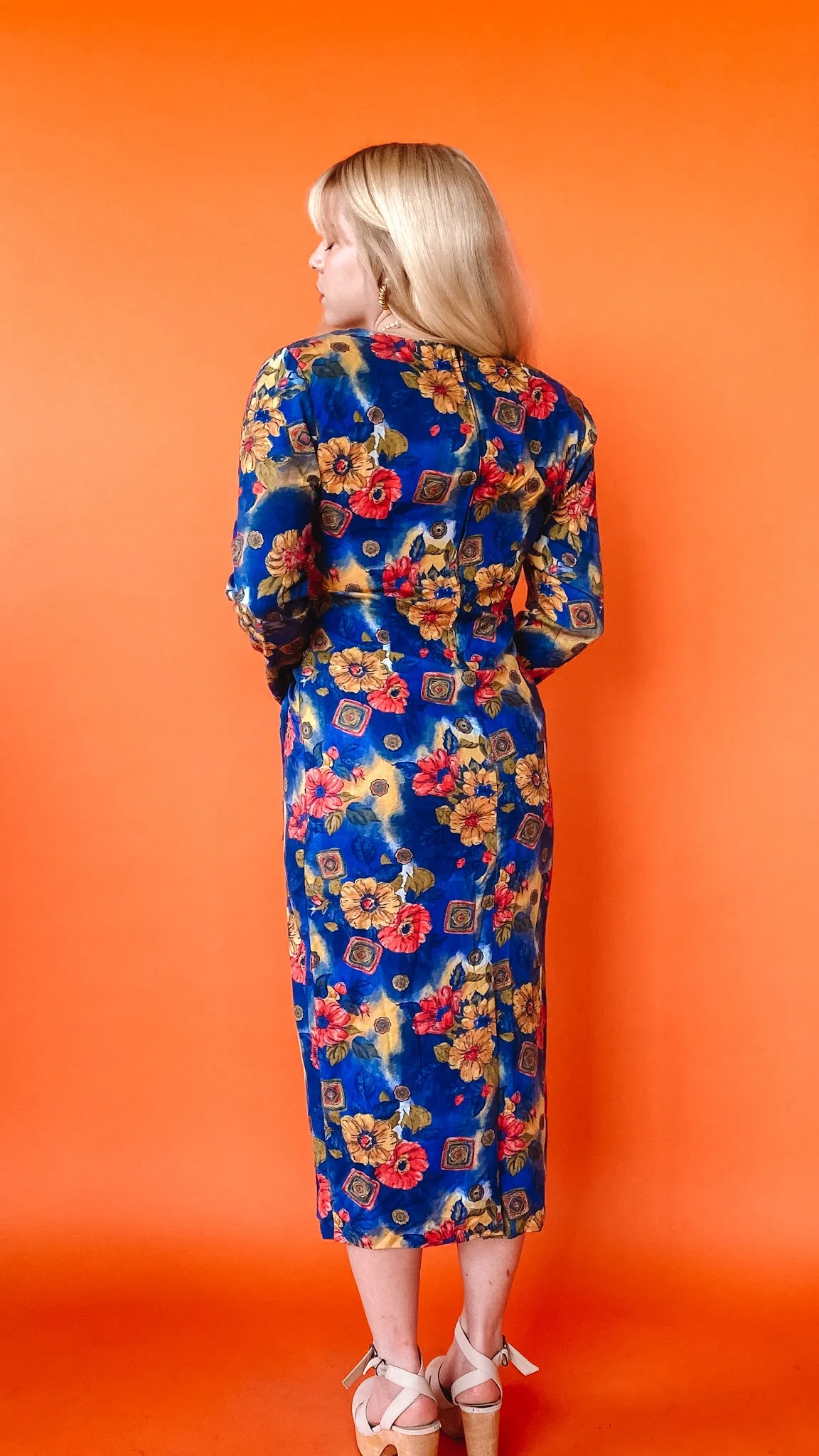 1980s Floral Sarong Dress, sz. M