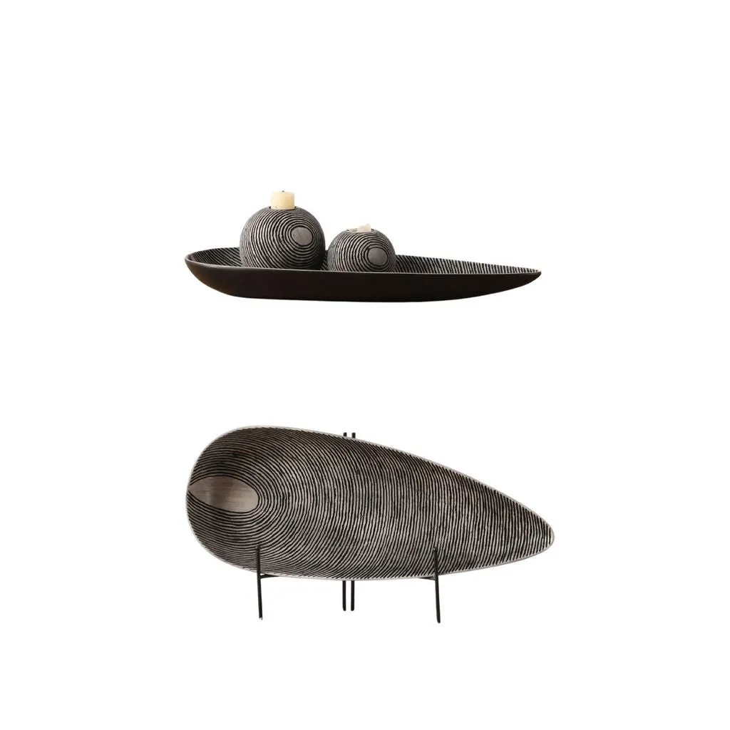 3pc Black Modern Candle Holder Set | Black Polyresin Candle Holder | Centerpiece | Home Decor