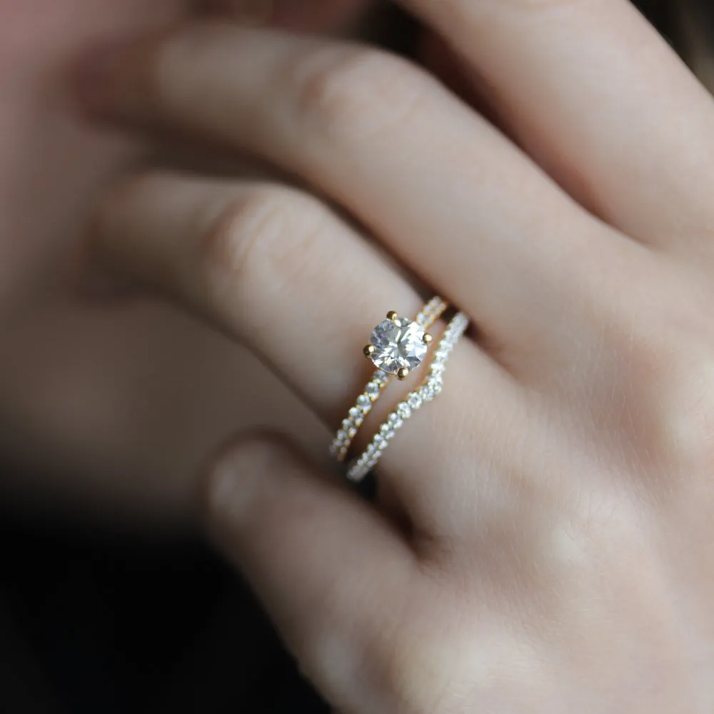 6mm Pave Basket Solitaire •