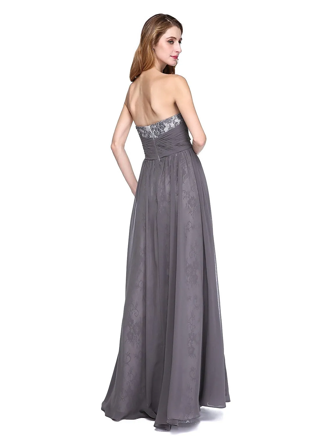 A-Line Mother of the Bride Dress Wrap Included Strapless Floor Length Chiffon Beaded Lace Sleeveless yes with Ruched Beading Appliques