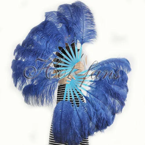 A pair navy Single layer Feather fan 24"x 41"