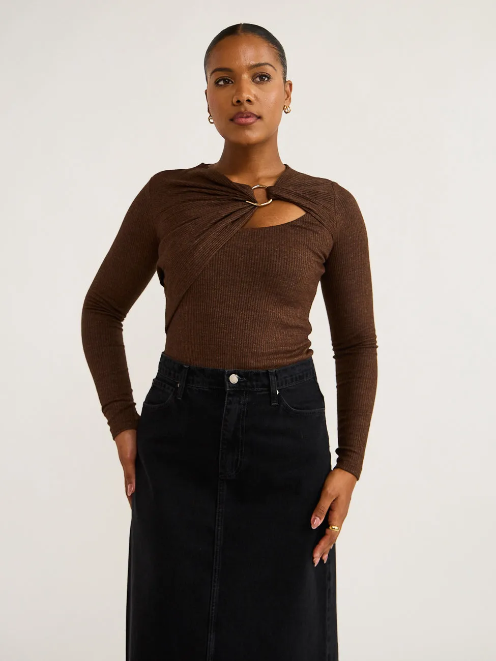 Acler Alfred Top in Dark Mocha