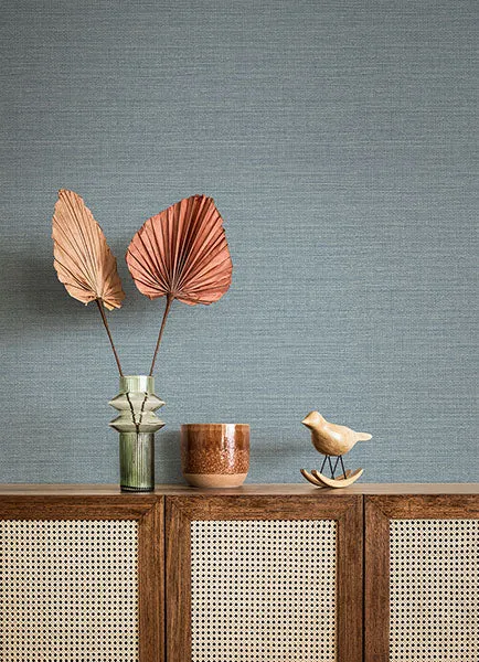 Agave Denim Faux Grasscloth Wallpaper