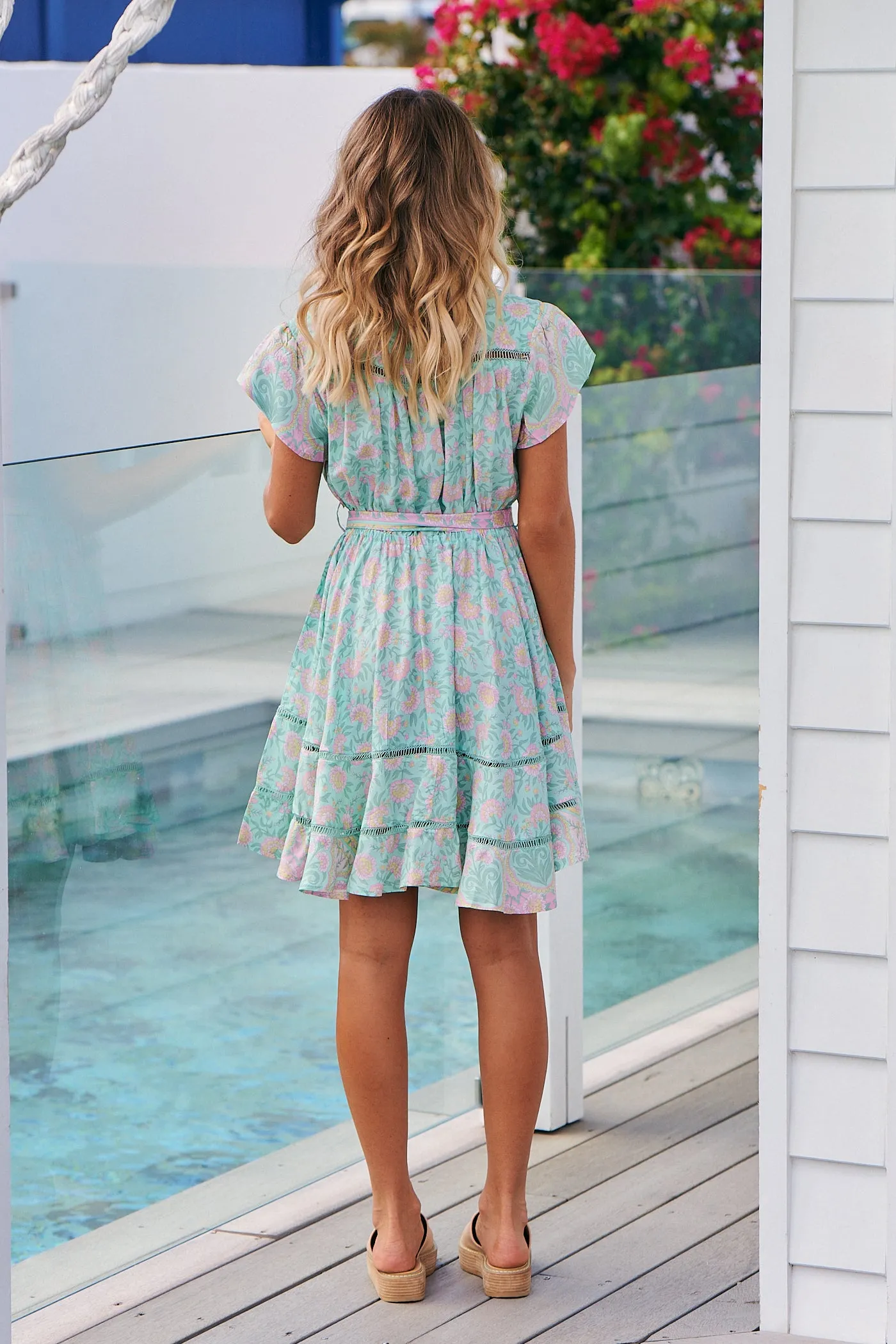 Amarah Mini Dress - Mint/Pink