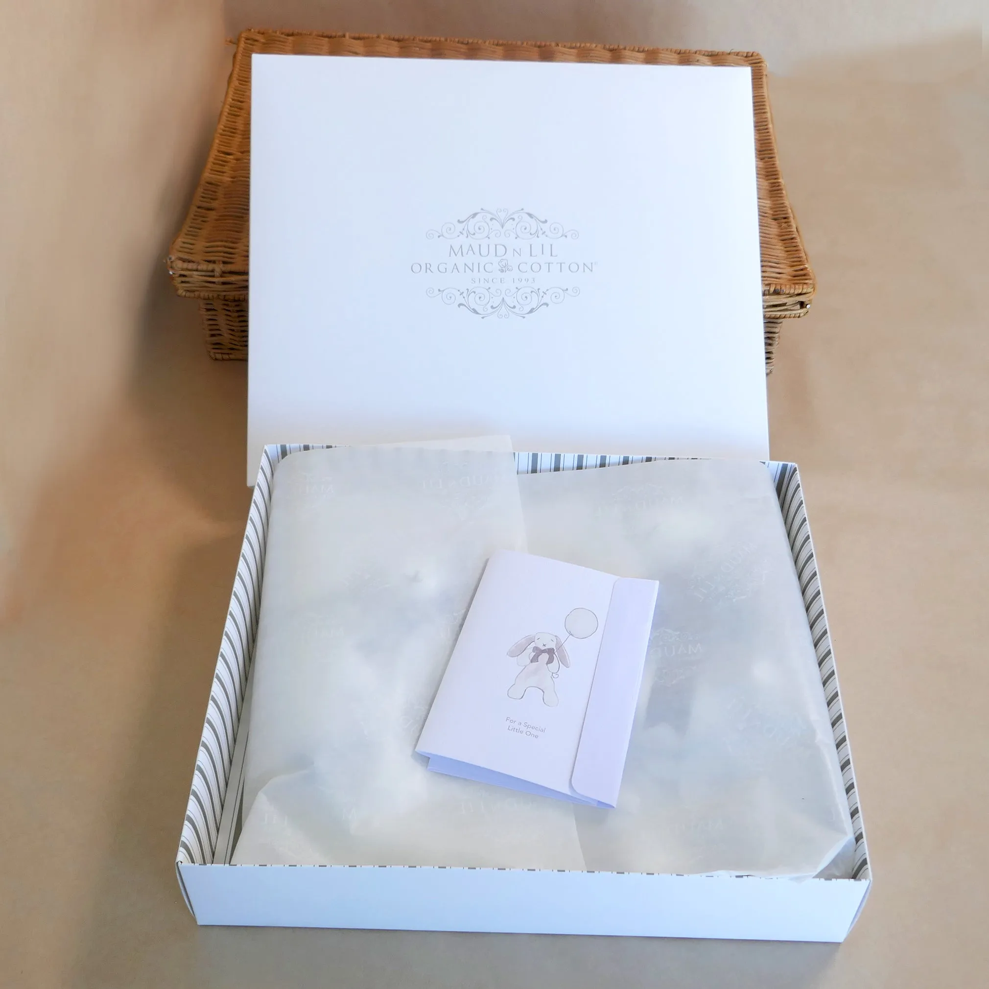 Baby Gift Hamper Box - Grey Bunny - Organic Cotton