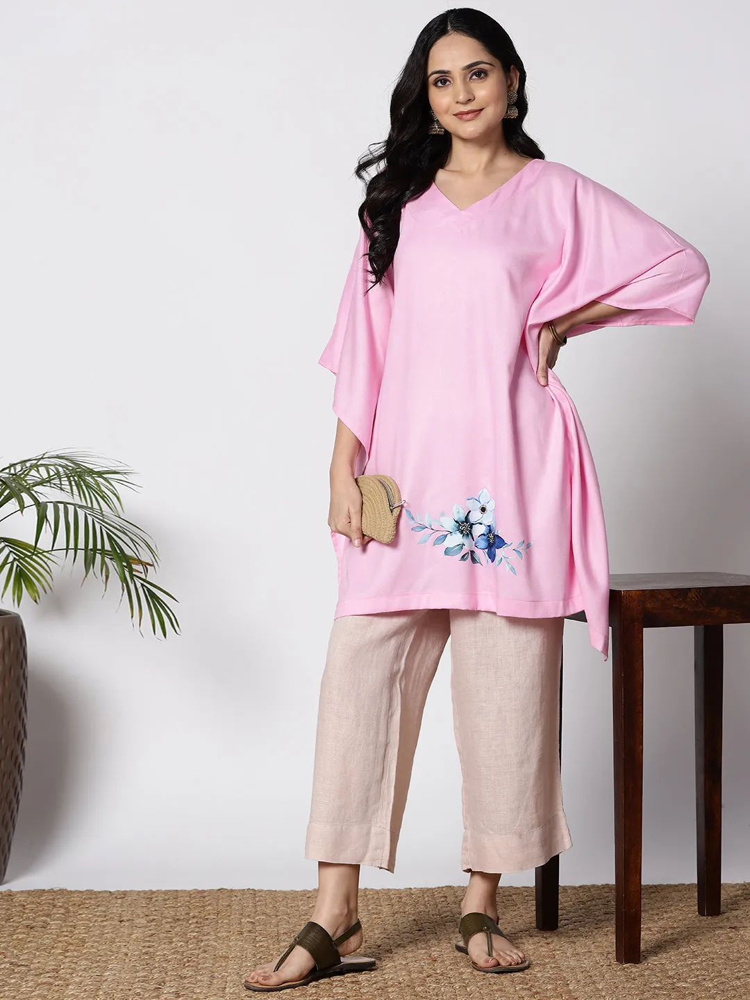 BabyPink Rayon Kaftan - Selective