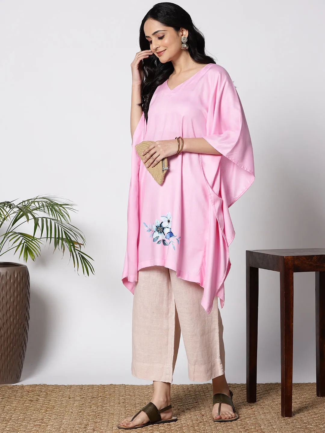 BabyPink Rayon Kaftan - Selective