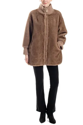 Bacharach- Faux mink coat with wool blend knit