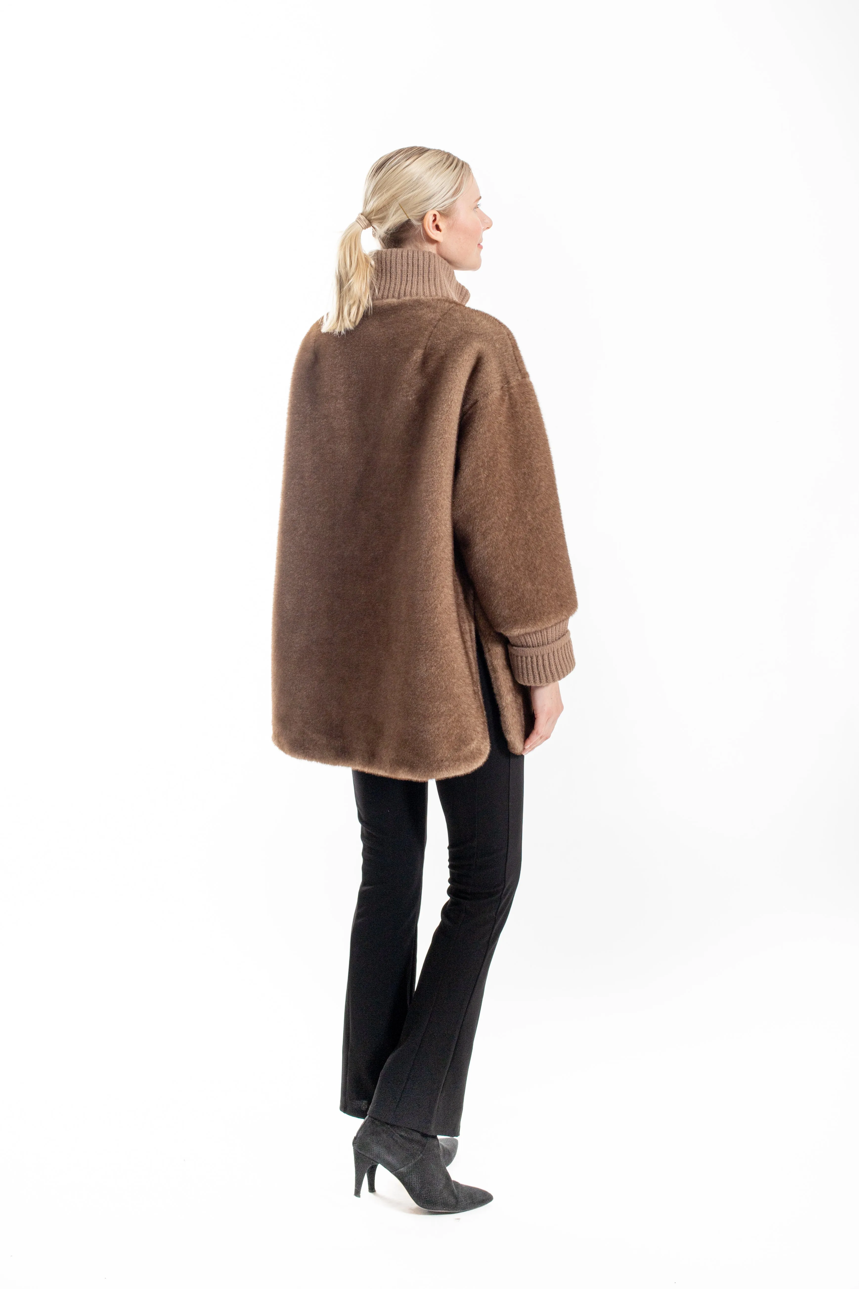 Bacharach- Faux mink coat with wool blend knit