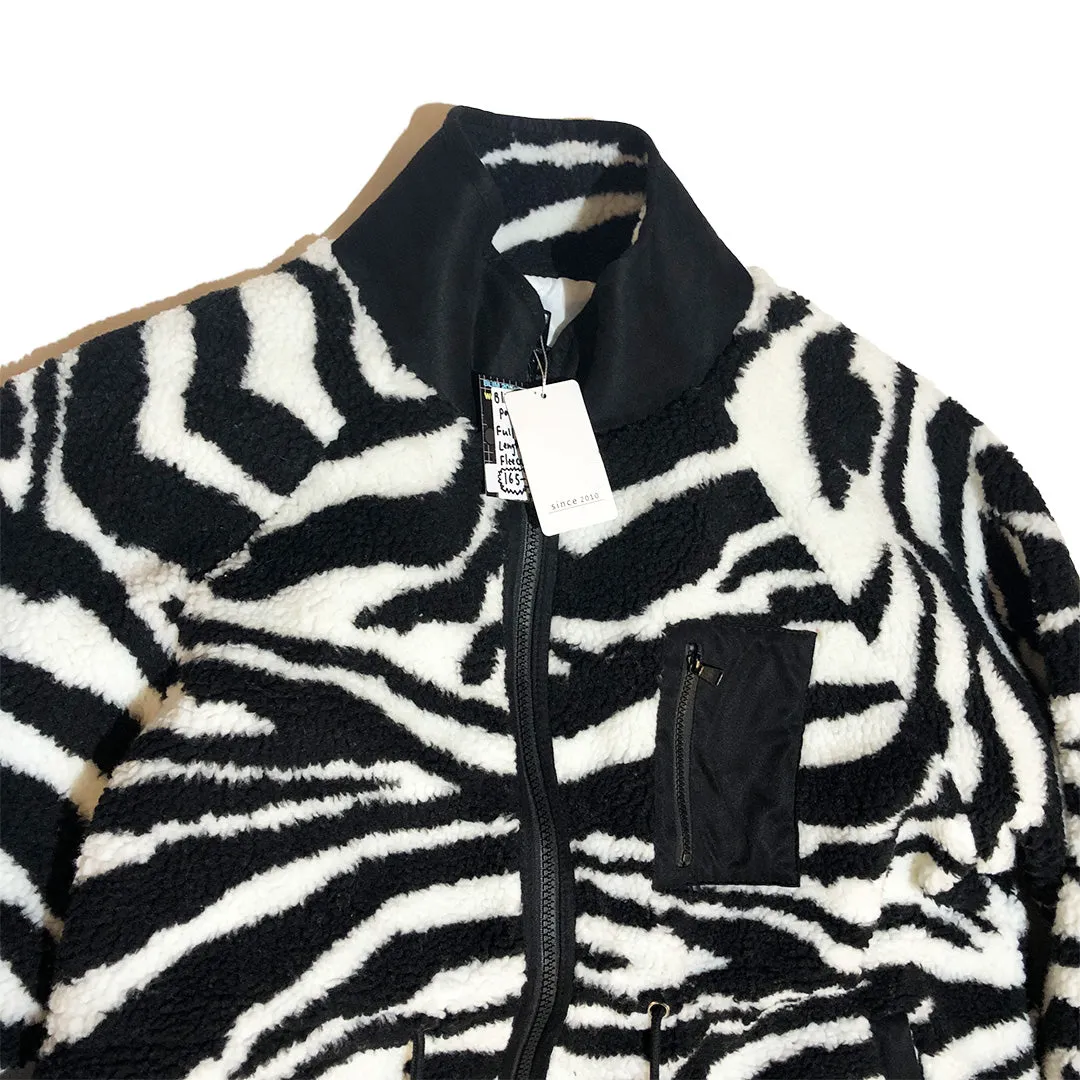 BACK IN STOCK!! Zebra Patterned Fleece Long Jacket