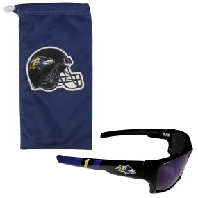 Baltimore Ravens Edge Wrap Sunglass and Bag Set