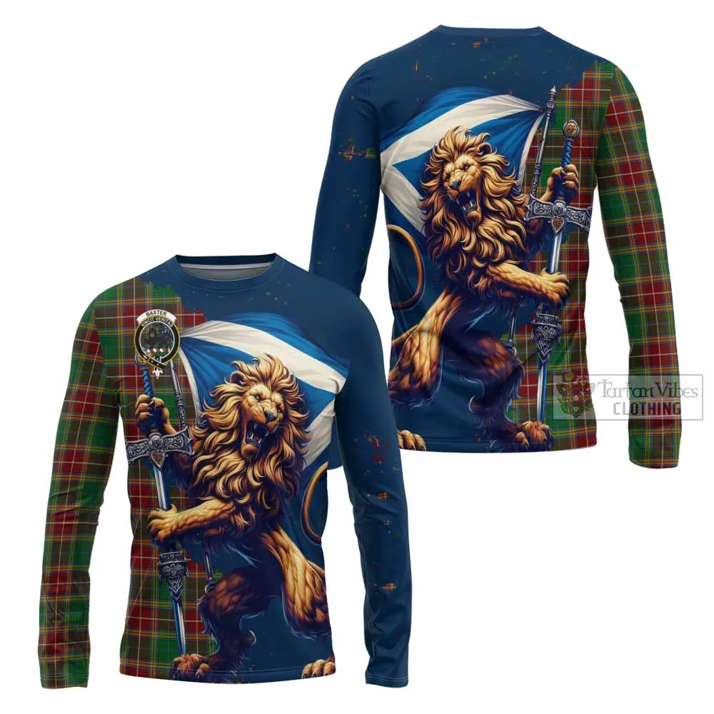 Baxter Tartan Family Crest Long Sleeve T-Shirt with Scottish Majestic Lion