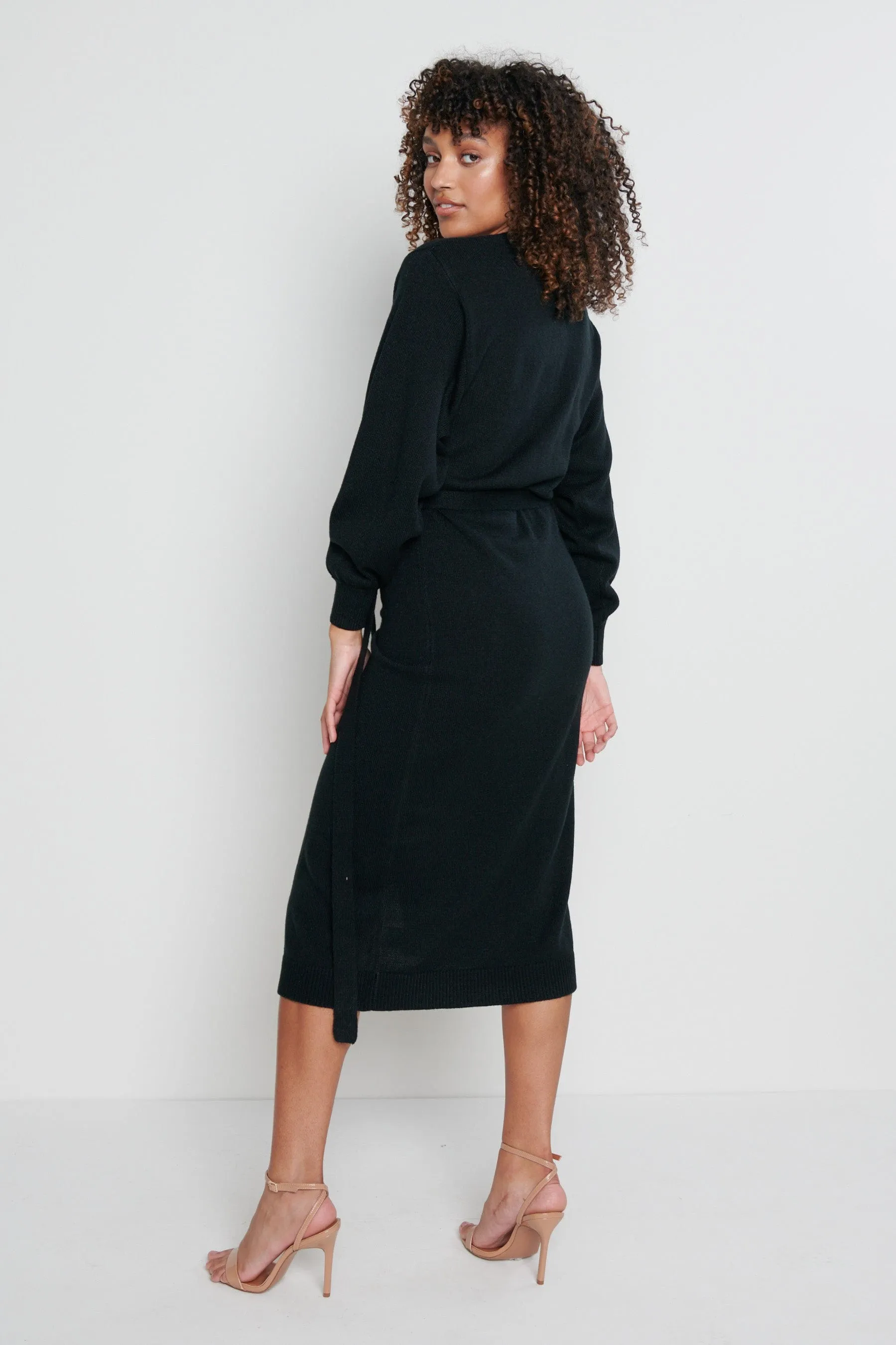 Beau Wrap Midi Dress - Black