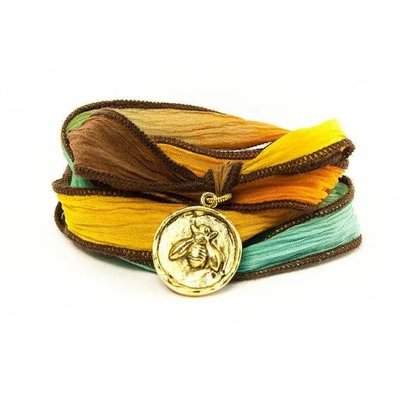 Bee Jewelry, Silk Wrap Bracelet