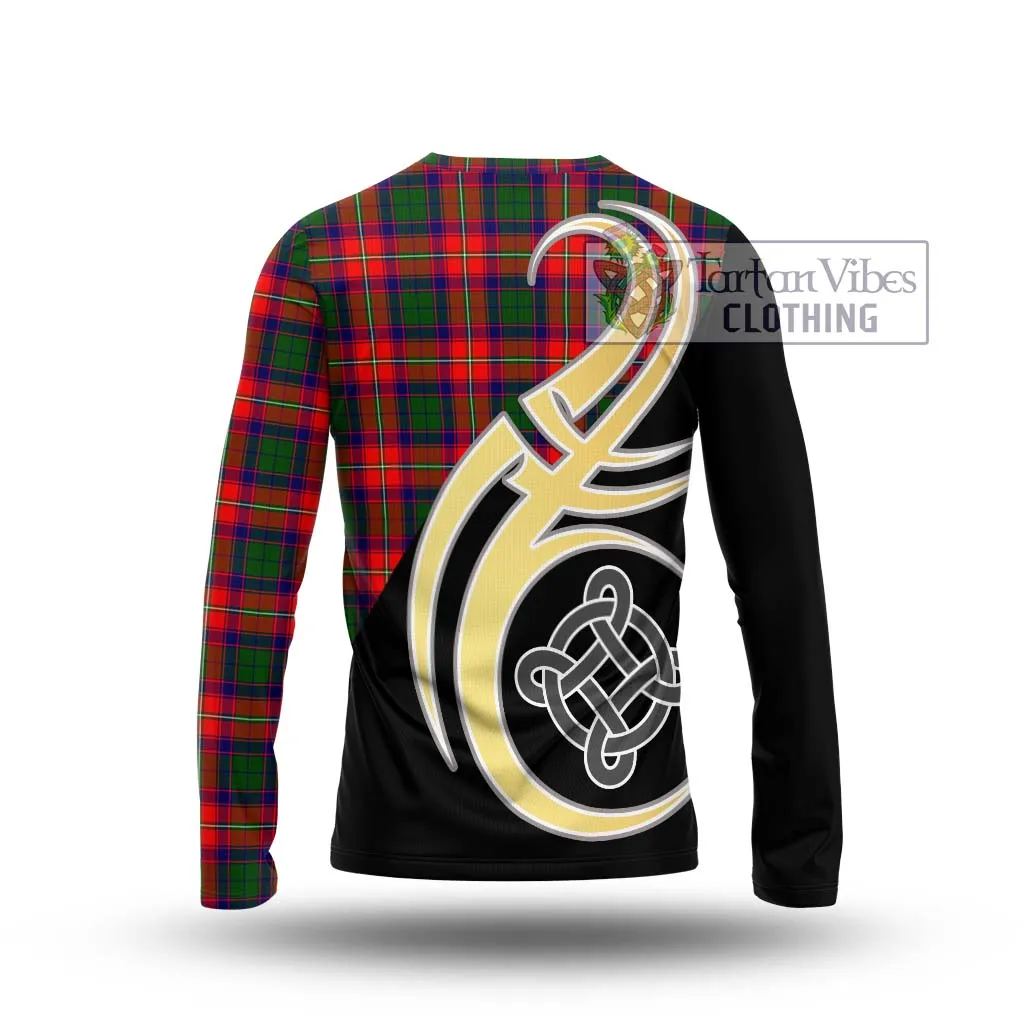 Belshes Tartan Long Sleeve T-Shirt with Family Crest and Celtic Symbol Style