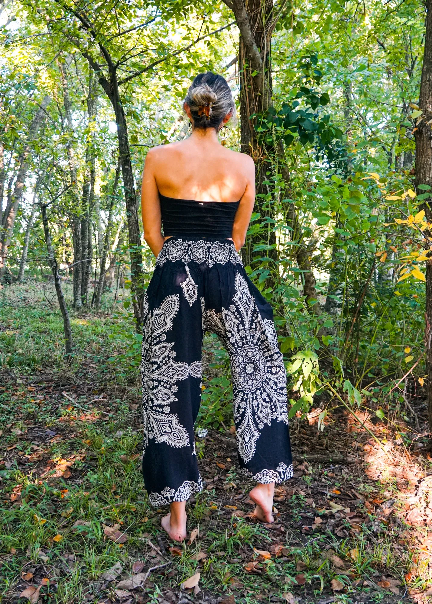 Black Butterfly Mandala Harem Pants