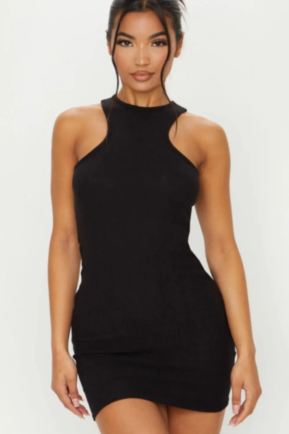 Black Halter Neck Mini Dress