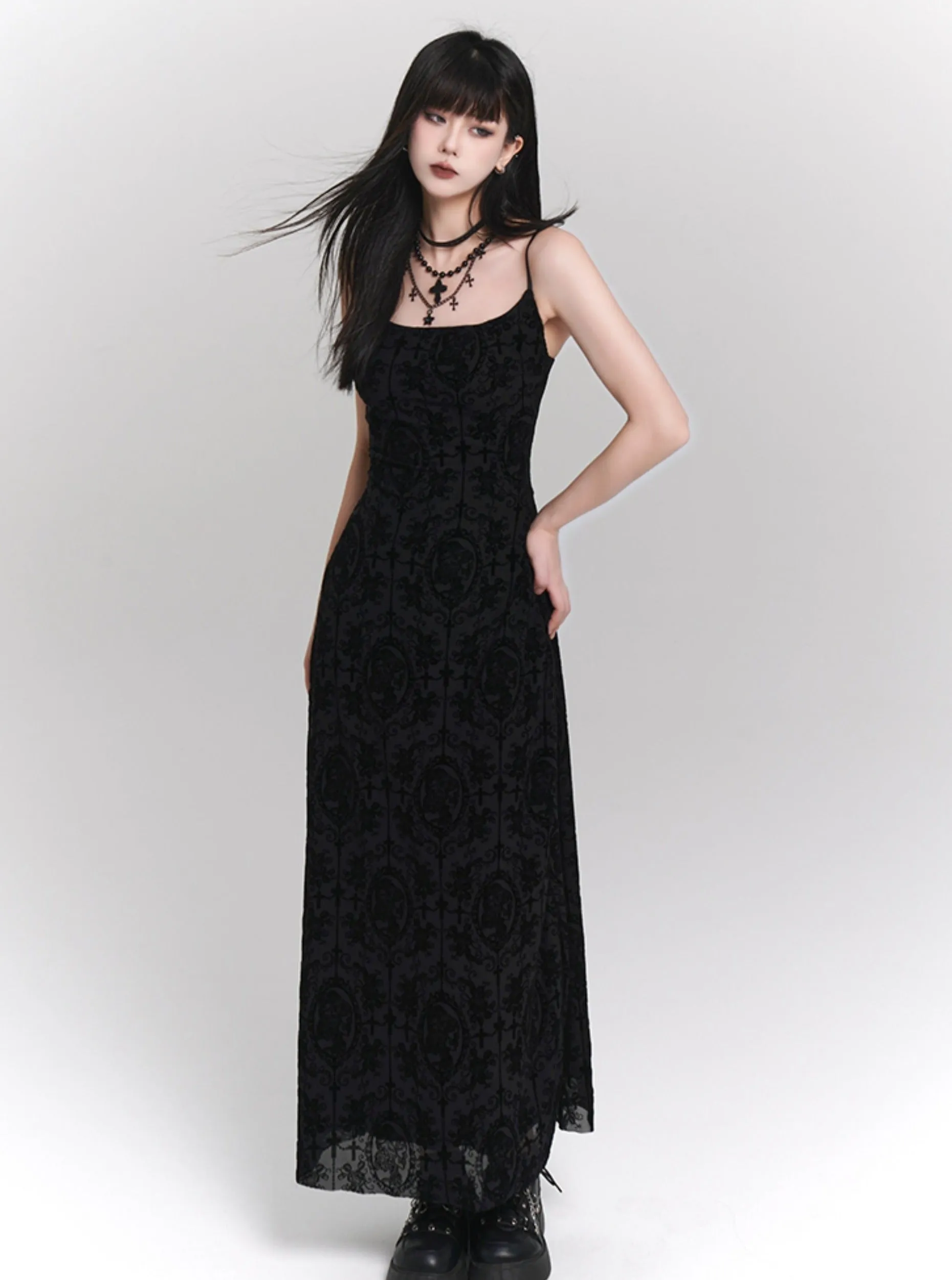 Black Retro Slip Dress