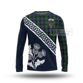 Blair Tartan Long Sleeve T-Shirt Featuring Thistle and Scotland Map