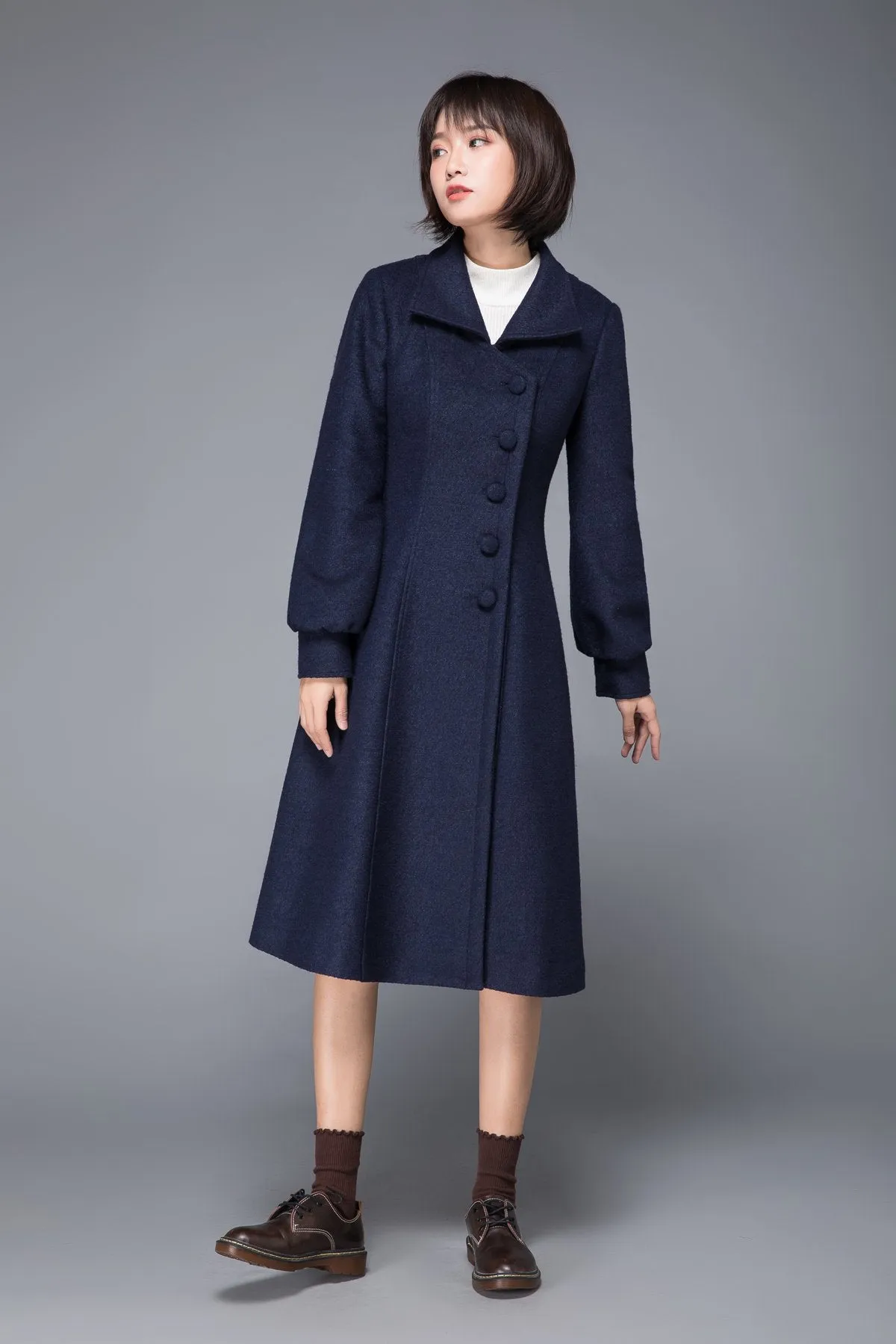 Blue coat, wool coat, winter coat, womens coat, blue wool coat, wool winter coat, womens wool coat, Coat with pocket, blue winter coat C1229