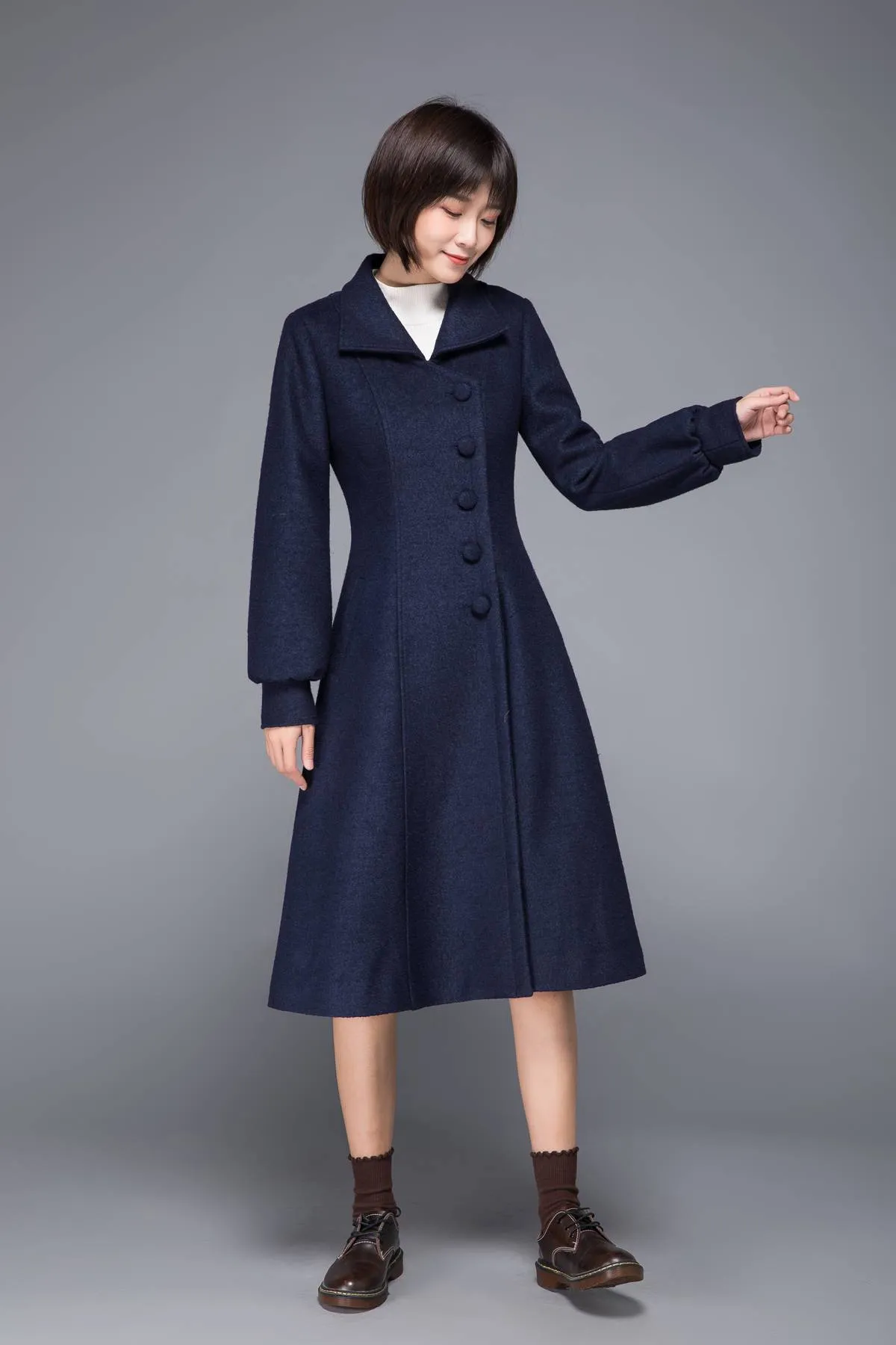 Blue coat, wool coat, winter coat, womens coat, blue wool coat, wool winter coat, womens wool coat, Coat with pocket, blue winter coat C1229