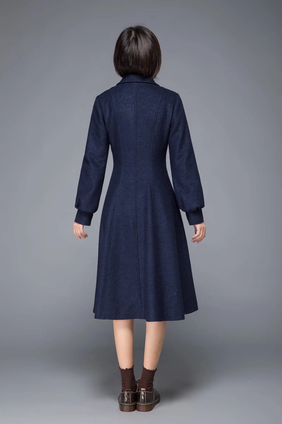 Blue coat, wool coat, winter coat, womens coat, blue wool coat, wool winter coat, womens wool coat, Coat with pocket, blue winter coat C1229