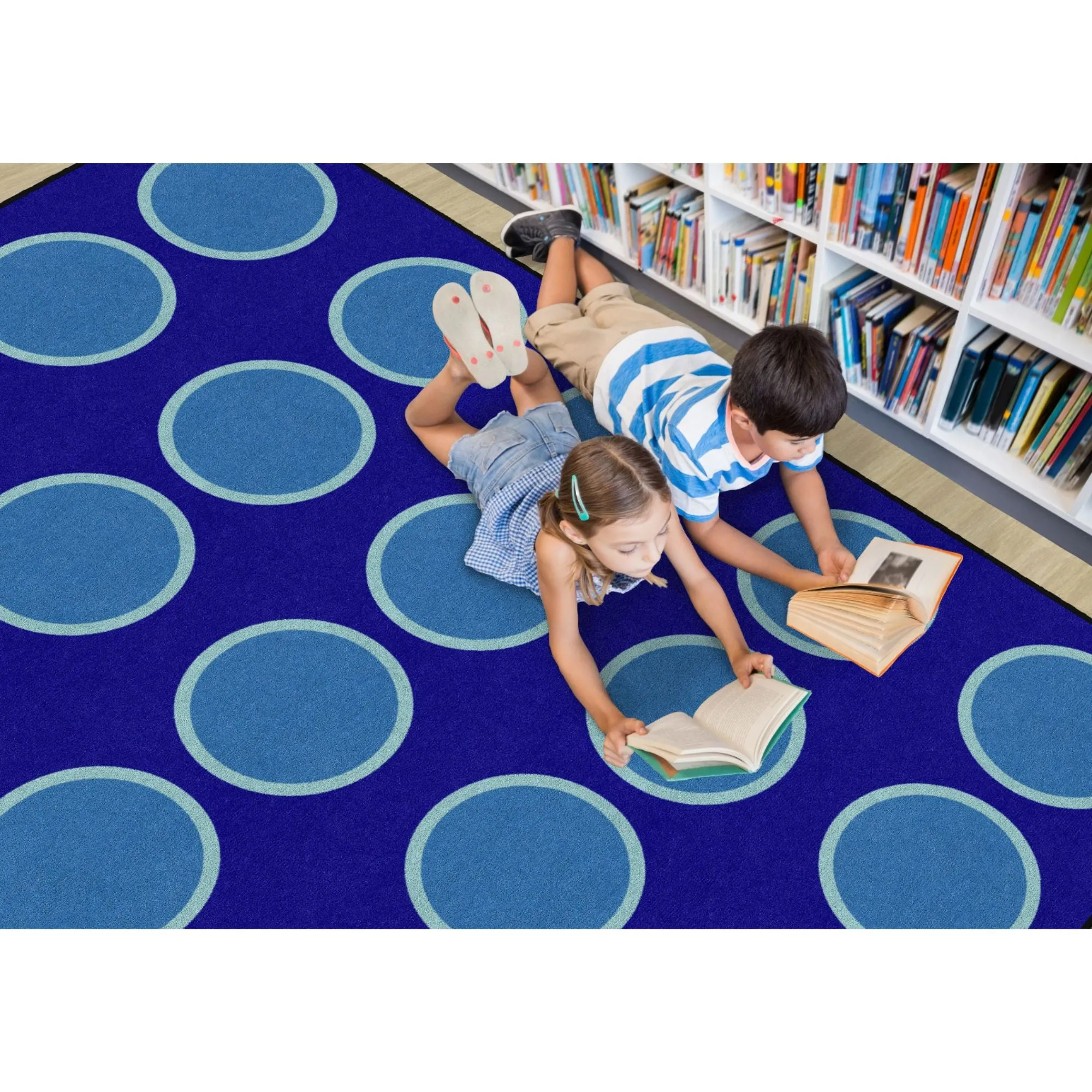 Bold Blue Seating Circles Classroom Rug