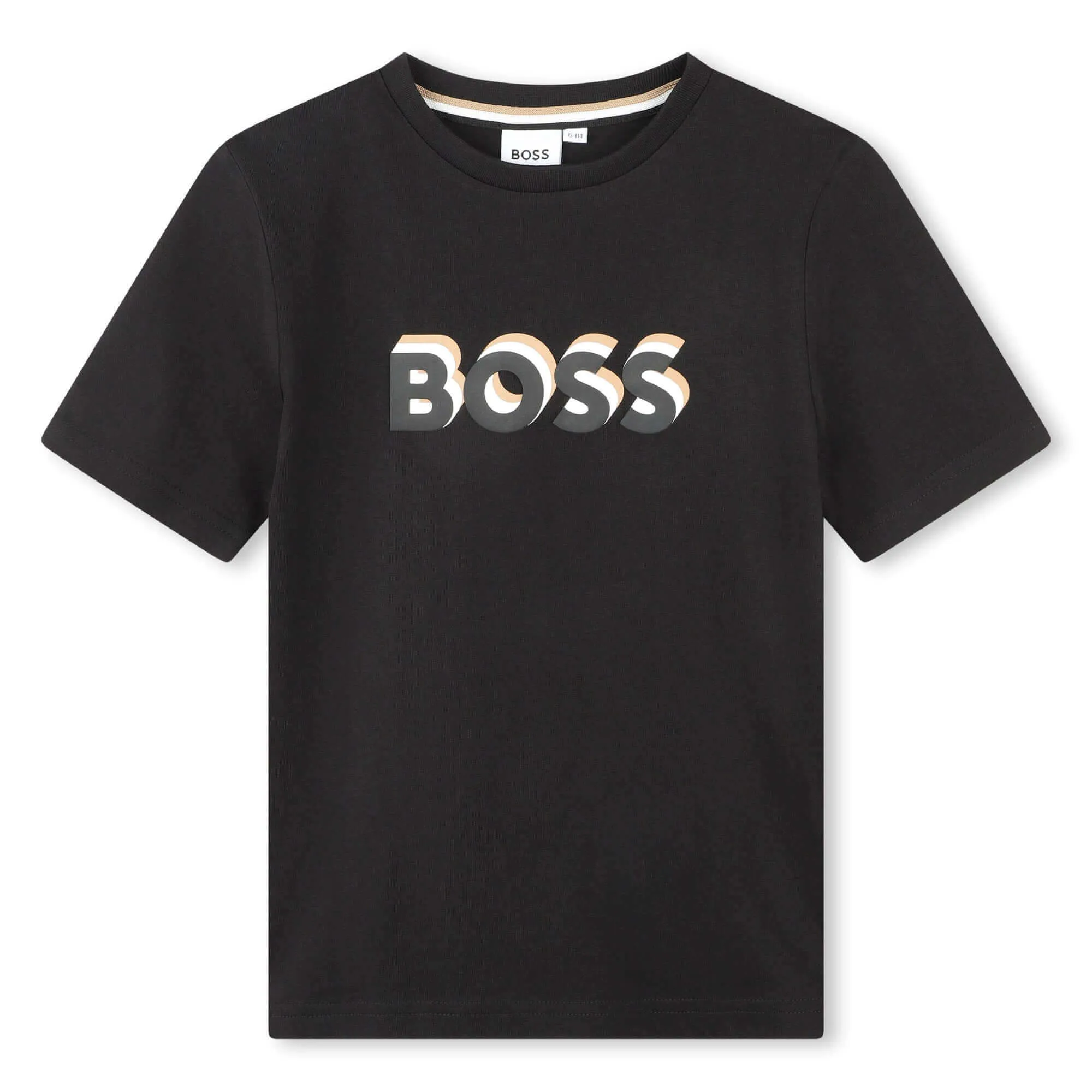 Boys Black Mixed Print Logo T-Shirt