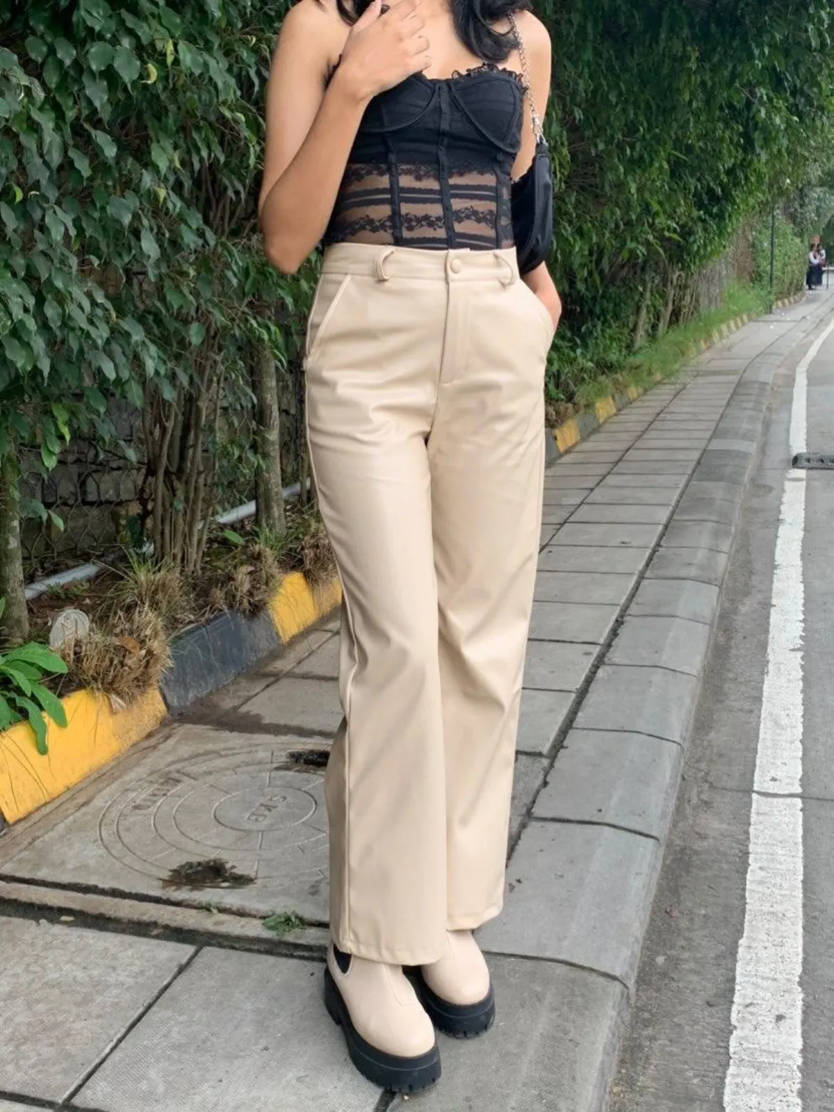 Bronx PU pants Beige