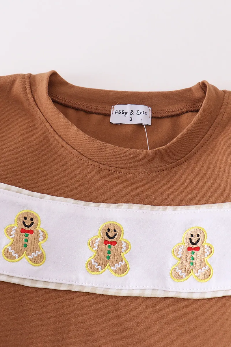 Brown gingerbread embroidery boy set