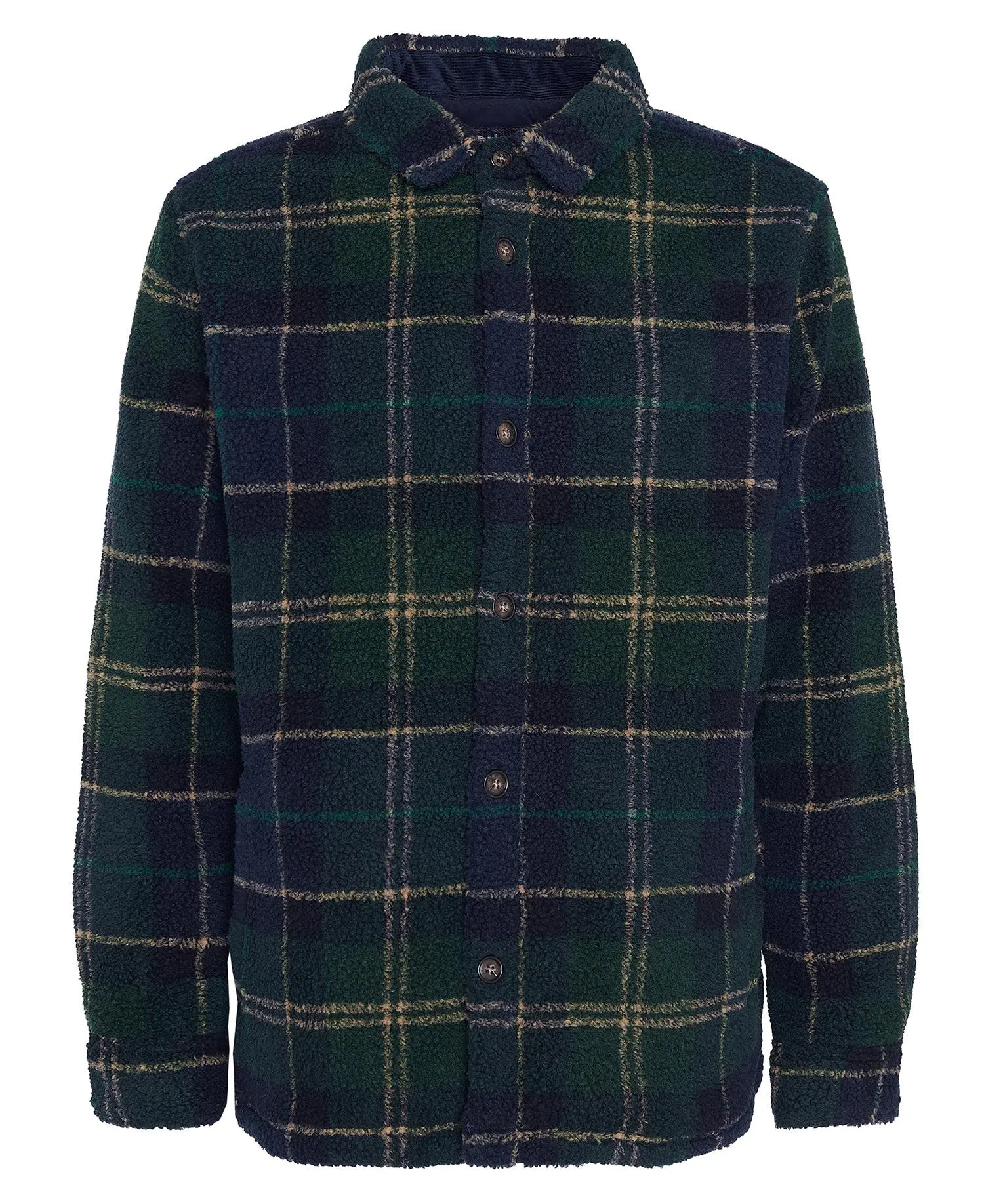 Bryson Tartan Fleece Overshirt - Green Loch Tartan