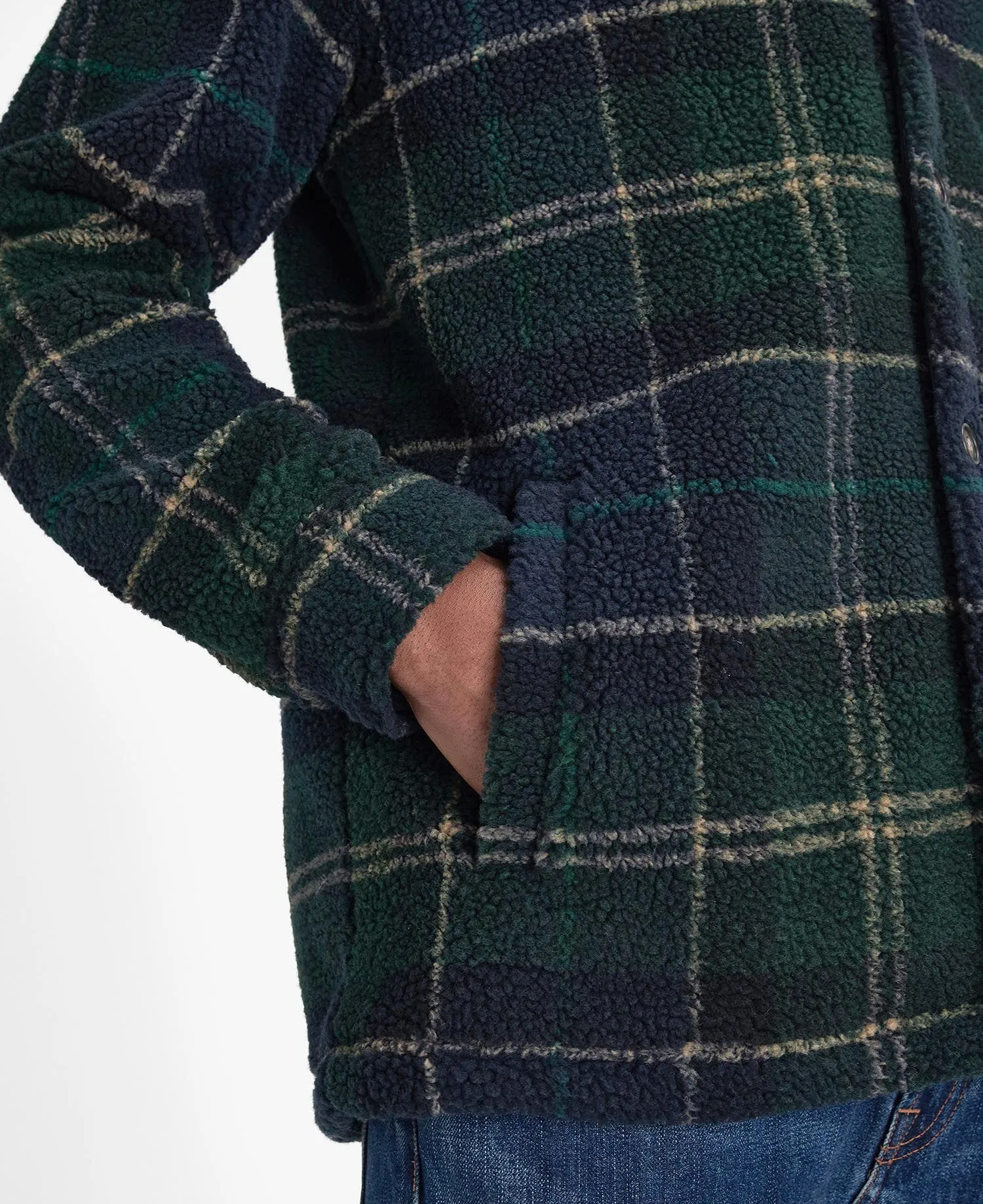 Bryson Tartan Fleece Overshirt - Green Loch Tartan