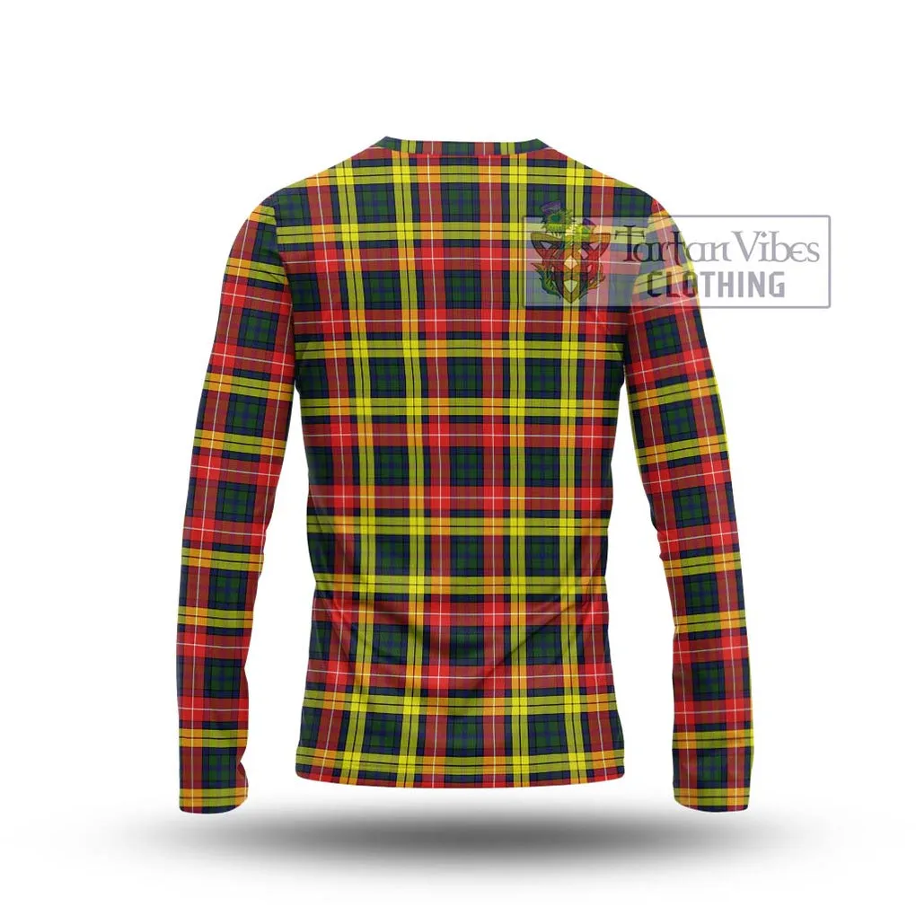 Buchanan Modern Tartan Long Sleeve T-Shirt with Family Crest DNA In Me Style