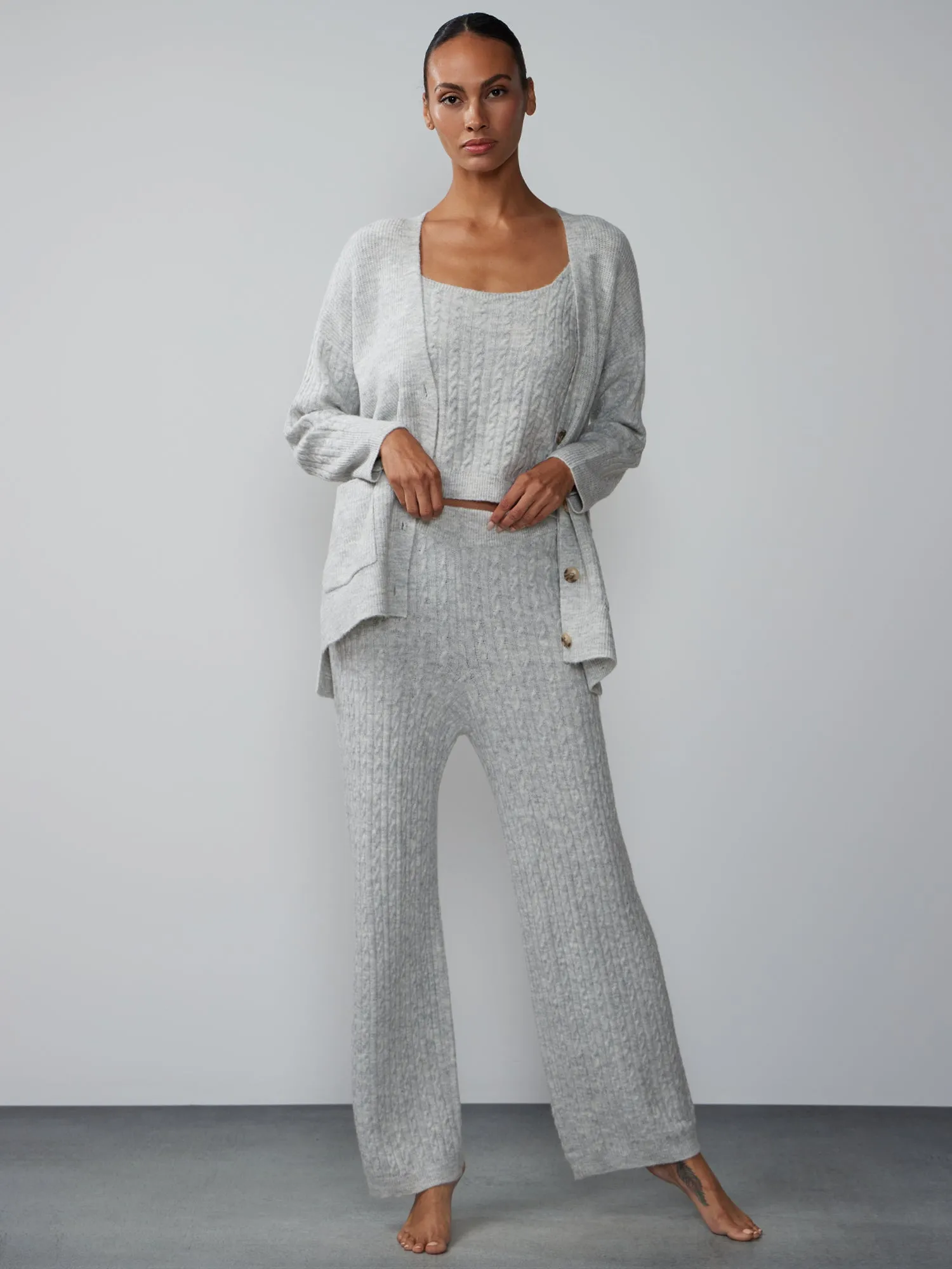 Cable Knit Wide Leg Pant