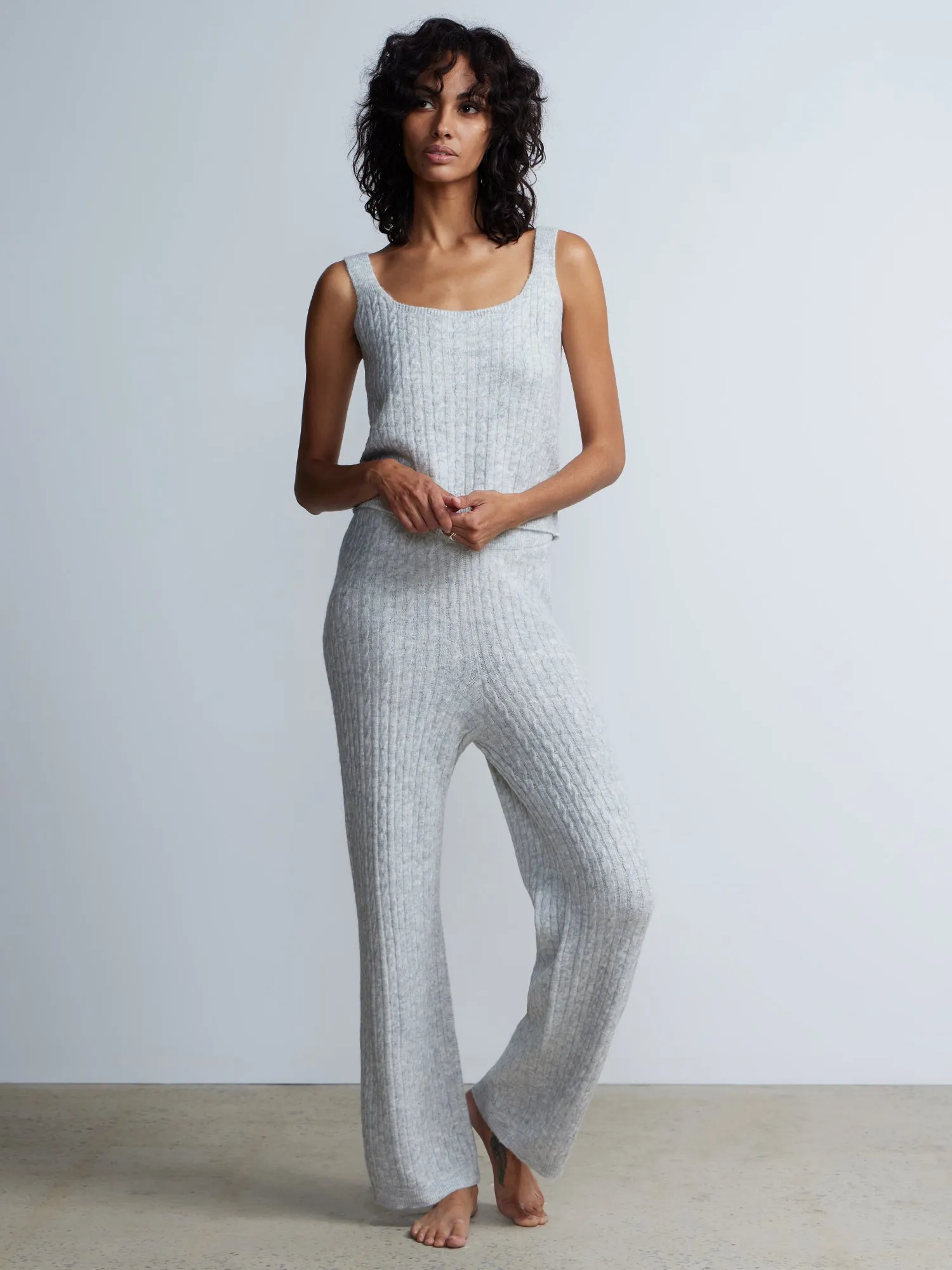 Cable Knit Wide Leg Pant