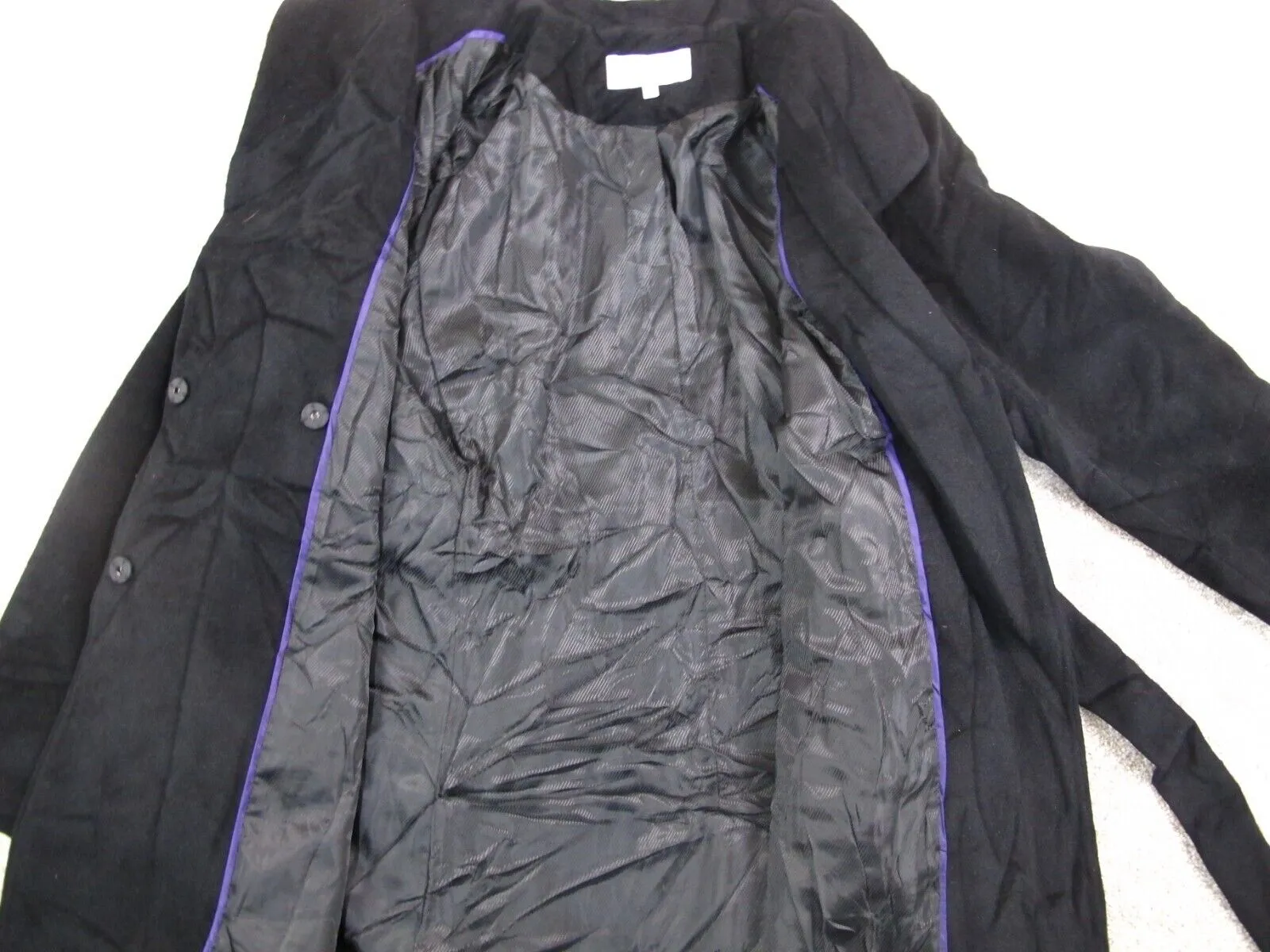 Calvin Klein Womens Trench Coat Single Breasted Long Sleeves Black Size 12