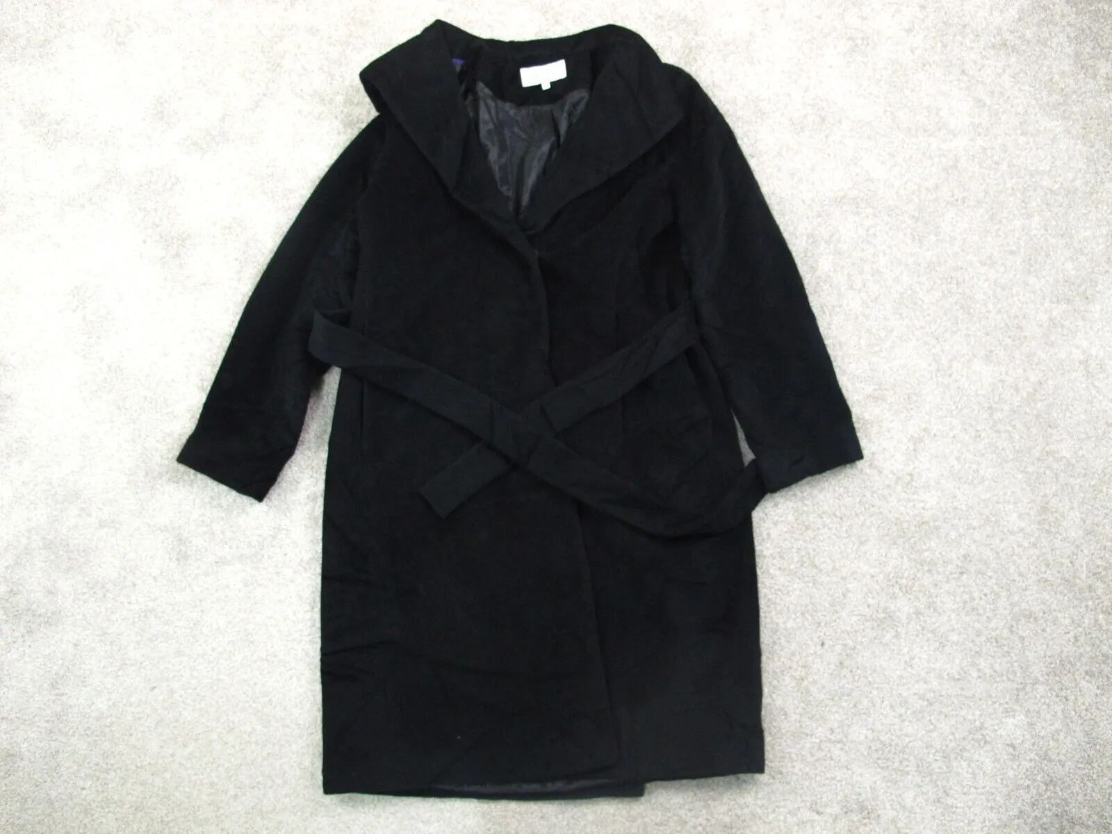 Calvin Klein Womens Trench Coat Single Breasted Long Sleeves Black Size 12