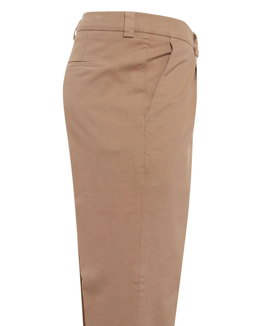 Camel Cotton Blend Single Pleat Trouser