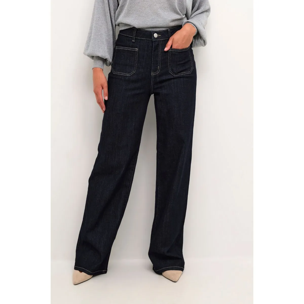 Cansu Karla Flared Jeans Dark Blue Denim