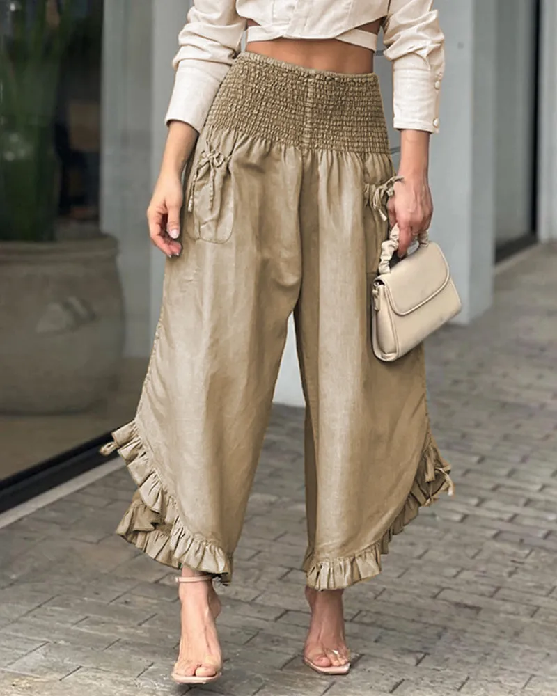 Casual Lapel Shirt & Loose Pants Two-Piece Set