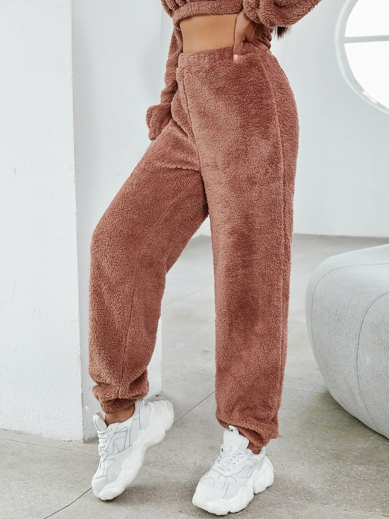 Casual Plain Natural Long Women Pants