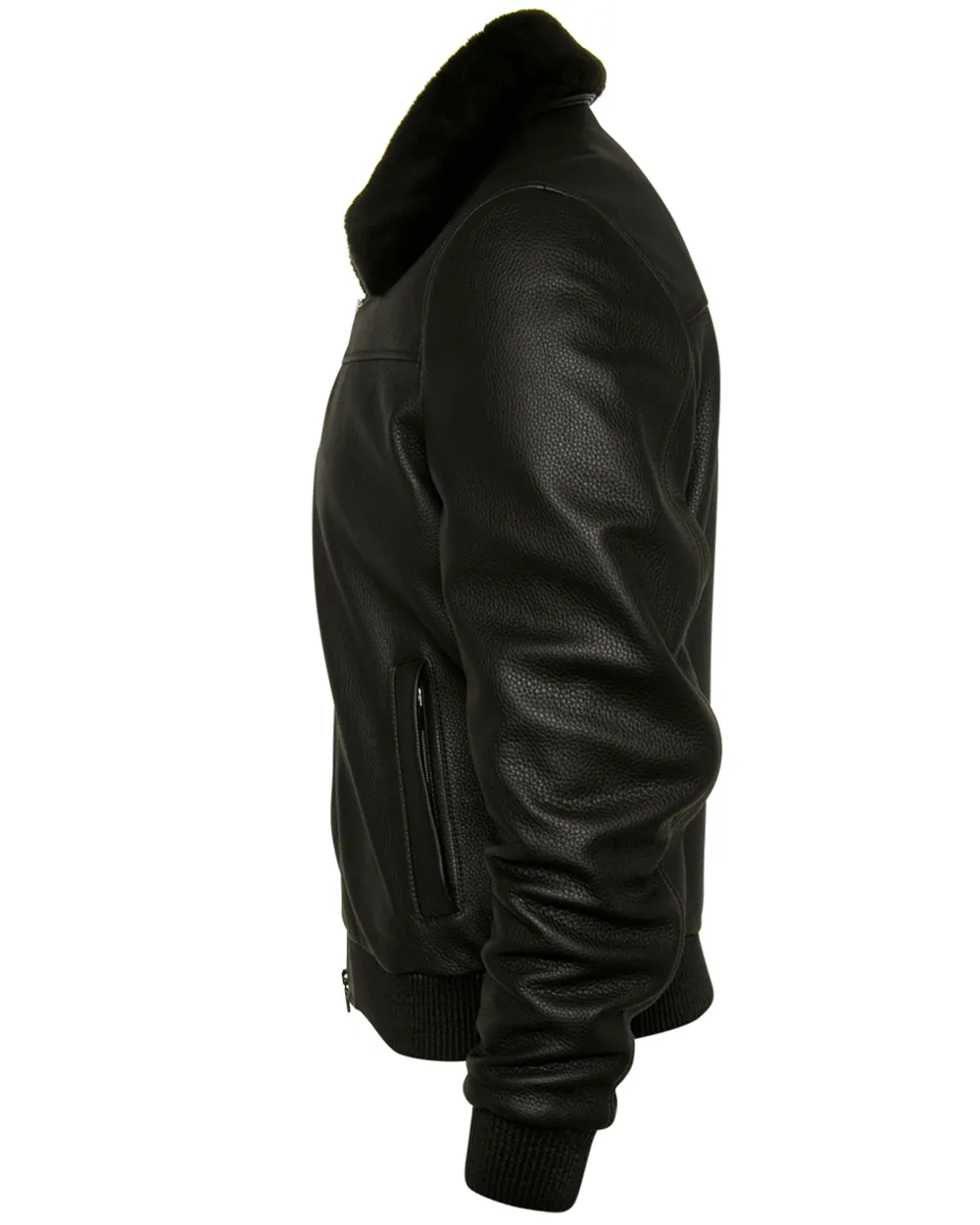 Chocolate Leather Bomber Jacket