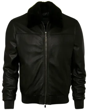 Chocolate Leather Bomber Jacket