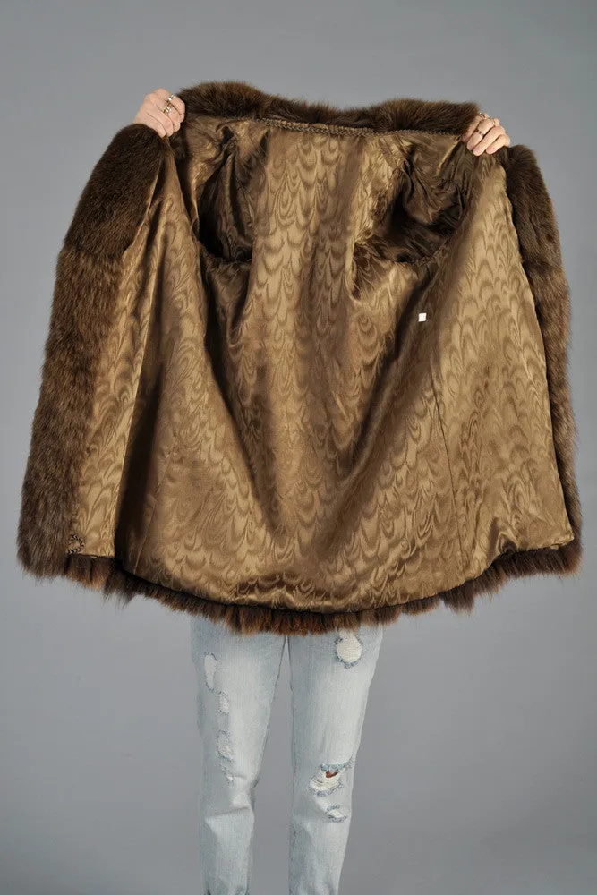 Cocoa Feathered Fox Fur Coat