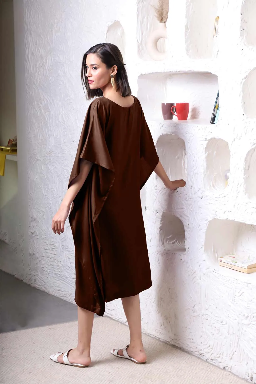 Coffee Rayon Long-Kaftan - Barfi