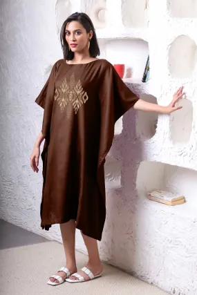 Coffee Rayon Long-Kaftan - Barfi