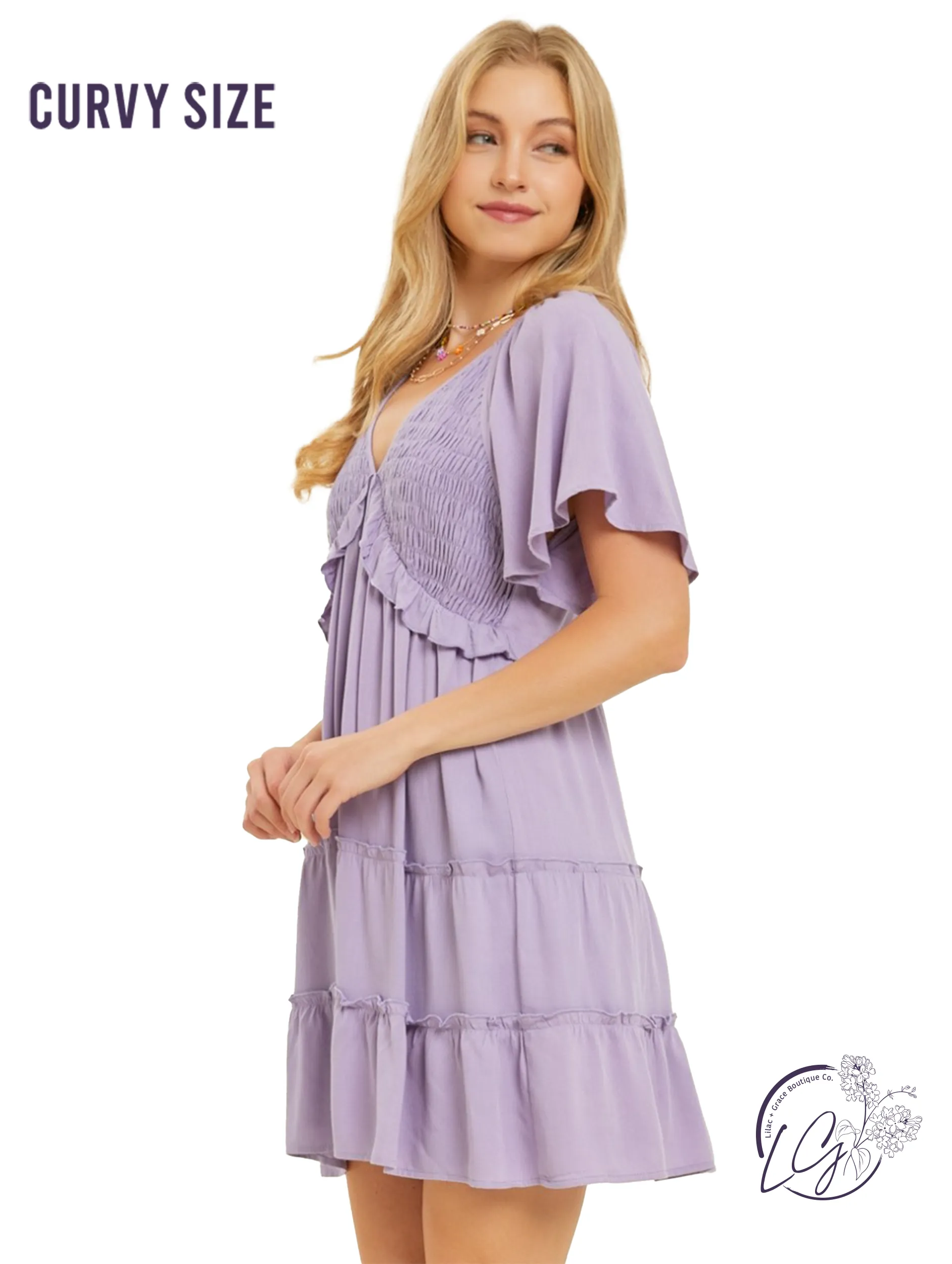 Curvy Lavender Smock Dress